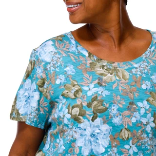 Thumbnail 2: Coral Bay Plus Short Sleeve Floral Print Scoop Neck Top 