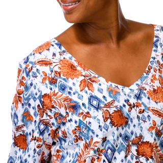 Thumbnail 4: Blue Sol Plus Long Sleeve Aztec Floral Print V-Neck Top  