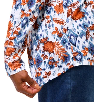 Thumbnail 5: Blue Sol Plus Long Sleeve Aztec Floral Print V-Neck Top  
