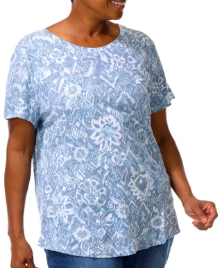 Thumbnail 2: Coral Bay Plus Short Sleeve Floral Damask Print Top 