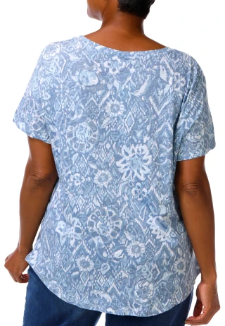 Thumbnail 4: Coral Bay Plus Short Sleeve Floral Damask Print Top 