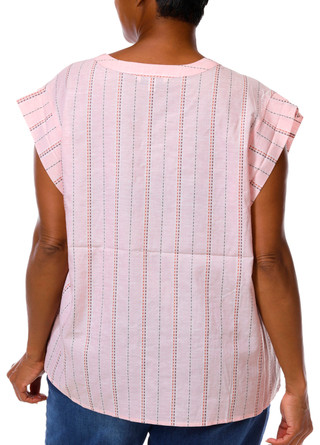 Thumbnail 3: Liverpool Plus Cap Sleeve Chevron Stripe V Neck Top  