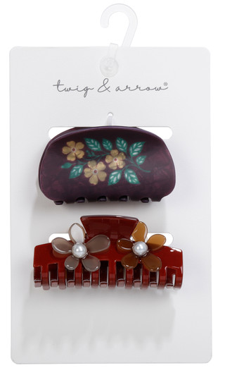 Thumbnail 2: TWIG & ARROW 2 Pc Flower Claw Clips  