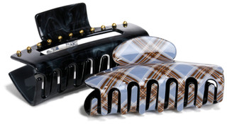 Thumbnail 1: TWIG & ARROW 2 Pc Plaid Stud Claw Clips 