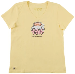 Thumbnail 1: Life is Good Women's Short Sleeve Floral Latte V Neck Top 