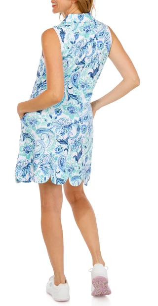 Thumbnail 6: Coral Bay Golf Women's Scallop Detail Artistic Paisley Golf Dress 