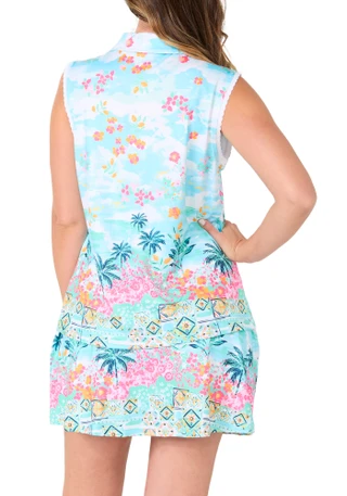 Thumbnail 4: Coral Bay Golf Petite Sleeveless Tropical Collage Golf Top 
