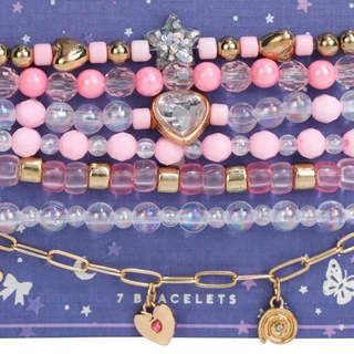 Thumbnail 2: Capelli 7 Pc Beaded Heart Bracelet Set 