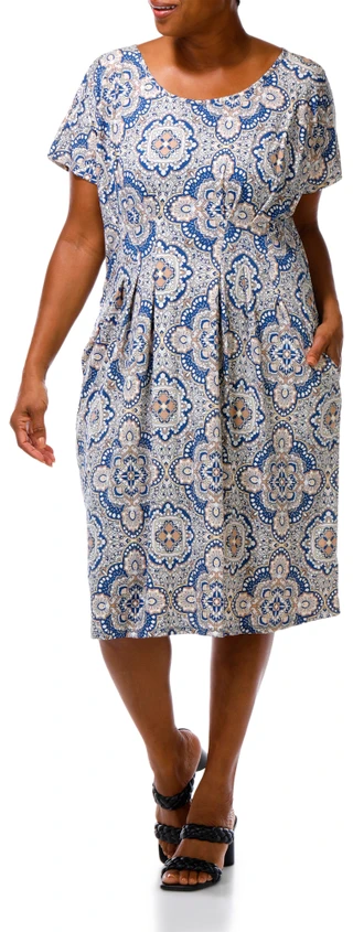 Thumbnail 4: Sami & Jo Plus Short Sleeve Mandala Print Midi Dress 