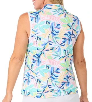 Thumbnail 2: Coral Bay Golf Petite Sleeveless Scallop Detail Tropical Golf Top 