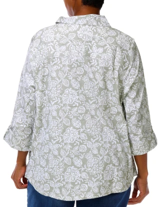 Thumbnail 4: Coral Bay Plus 3/4 Sleeve Polka Dot Button Down Top 
