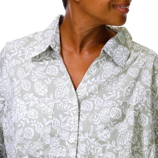 Thumbnail 5: Coral Bay Plus 3/4 Sleeve Polka Dot Button Down Top 