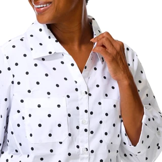 Thumbnail 2: Coral Bay Plus 3/4 Sleeve Polka Dot Button Down Top 