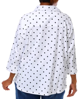 Thumbnail 3: Coral Bay Plus 3/4 Sleeve Polka Dot Button Down Top 