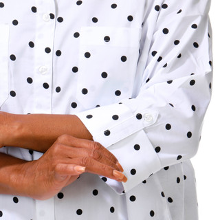 Thumbnail 4: Coral Bay Plus 3/4 Sleeve Polka Dot Button Down Top 