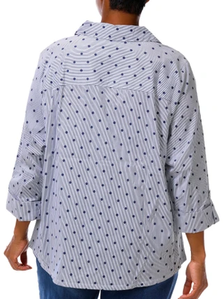 Thumbnail 2: Coral Bay Plus 3/4 Sleeve Polka Dot Button Down Top 