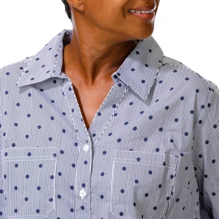 Thumbnail 3: Coral Bay Plus 3/4 Sleeve Polka Dot Button Down Top 