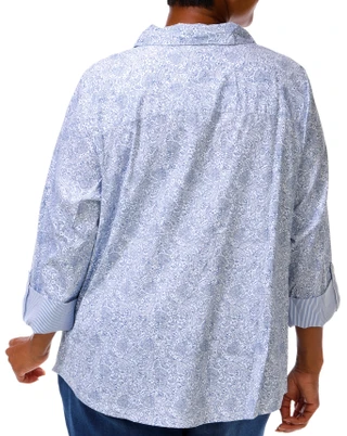 Thumbnail 2: Coral Bay Plus 3/4 Sleeve Paisley Print Button Down Top 