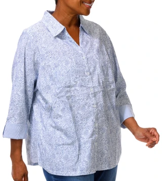Thumbnail 3: Coral Bay Plus 3/4 Sleeve Paisley Print Button Down Top 
