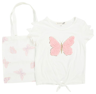 Thumbnail 1: B TWEEN Big Girls 2 Pc Short Sleeve Butterfuly Top Bag Set 