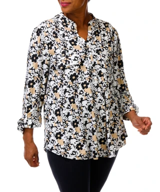 Thumbnail 5: Cocomo Women's Plus 3/4 Sleeve Split Neck Top 