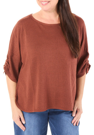 Thumbnail 1: MAX STUDIO Women's Plus Cinched Sleeve Top  