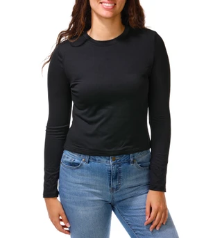Thumbnail 1: Moral Society Juniors Long Sleeve Crew Neck Top 