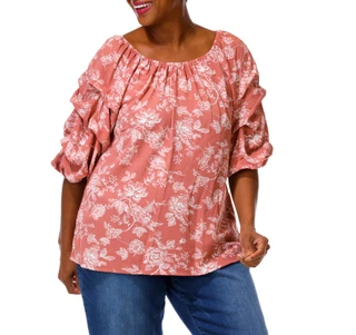 Thumbnail 1: Good Days Only Women's Plus Floral Off Shoulder Top  