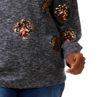 Thumbnail 3: Tru Self Women's Plus Sequins Turkey Top  
