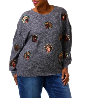 Thumbnail 1: Tru Self Women's Plus Sequins Turkey Top  