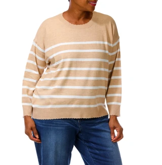 Thumbnail 2: Tahari Women's Plus Scalloped Trim Sweater 