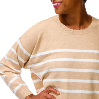 Thumbnail 3: Tahari Women's Plus Scalloped Trim Sweater 