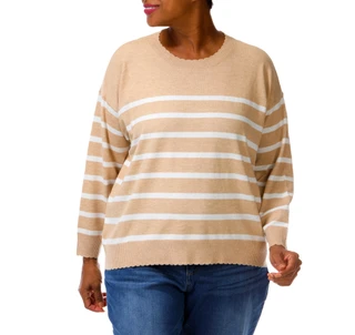 Thumbnail 1: Tahari Women's Plus Scalloped Trim Sweater 