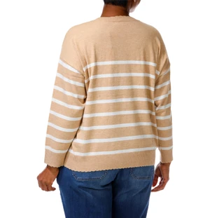 Thumbnail 4: Tahari Women's Plus Scalloped Trim Sweater 