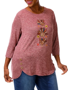 Thumbnail 1: Tru Self Women's Plus Harvest Turkey Top  