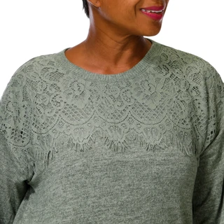 Thumbnail 3: Anneliese Women's Plus Solid Lace Knit Top 