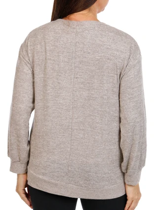Thumbnail 2: Anneliese Women's Plus Long Sleeve Lace Knit Top 