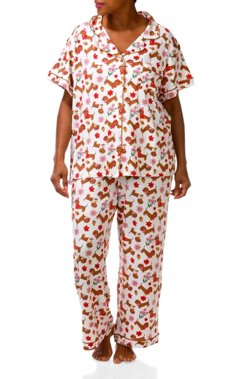 Thumbnail 4: Haute Dreamz Women's Plus 2 Pc Pajama Pants Set 