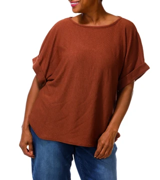 Thumbnail 1: MAX STUDIO Women's Plus Short Sleeve Rib Top 