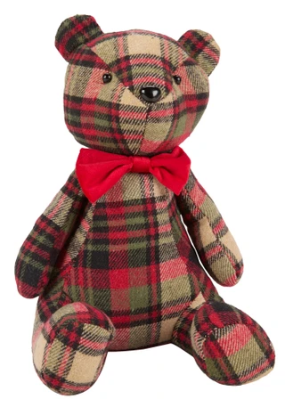 Thumbnail 1: Magical Season 11 in Christmas Plaid Teddy Bear with Bow Tie Decor 