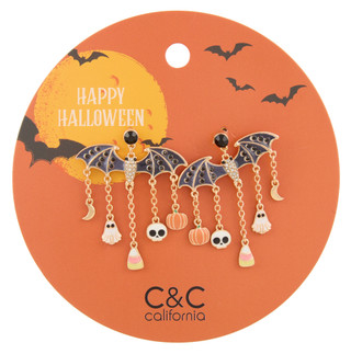Thumbnail 1: C&C California Halloween Bat Dangle Earrings with Charms 