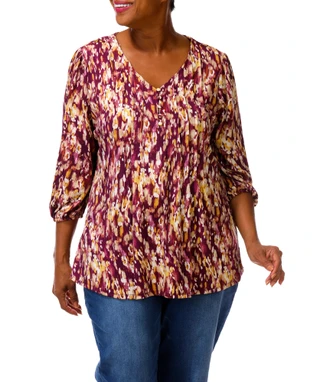 Thumbnail 1: Ava & Grace Women's Plus Quarter Button Top  