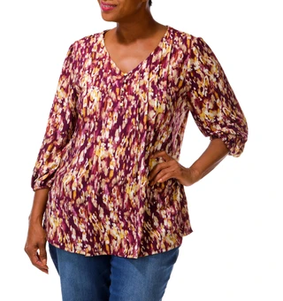 Thumbnail 4: Ava & Grace Women's Plus Quarter Button Top  