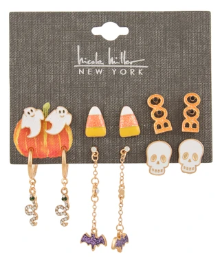 Thumbnail 1: Nicole Miller 6 Pr Halloween Stud & Dangle Earrings Set 