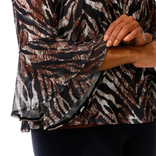 Thumbnail 4: Ava & Grace Women's Plus Bell Sleeve Tie Front Keyhole Blouse 