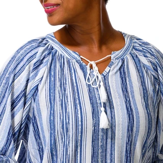Thumbnail 2: Joie De Vivre Women's Plus Tie Front Keyhole Top 