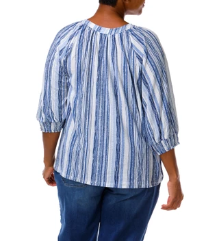 Thumbnail 3: Joie De Vivre Women's Plus Tie Front Keyhole Top 