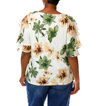 Thumbnail 3: Sara Michele Women's Plus Flutter Sleeve Blouse 