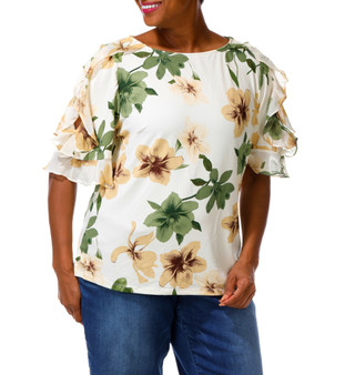Thumbnail 1: Sara Michele Women's Plus Flutter Sleeve Blouse 