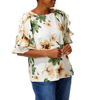 Thumbnail 4: Sara Michele Women's Plus Flutter Sleeve Blouse 
